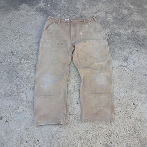 Carhartt Pants B01 BRN Double Knee 38x28 Dungaree Made in USA Distressed